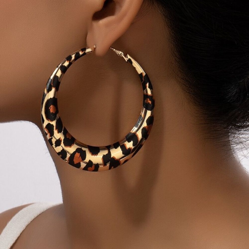 3for$20 1pair Leopard Print Design Bold Hoop Earrings For Women